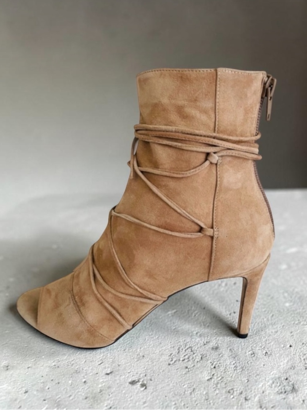 Vince Adisa Lace Up Open-Toe Ankle
Boot, Sand Size 7.5